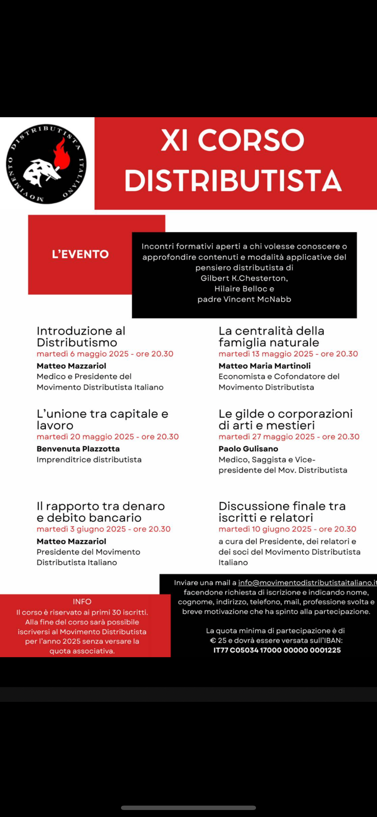 XI Corso Distributista Online